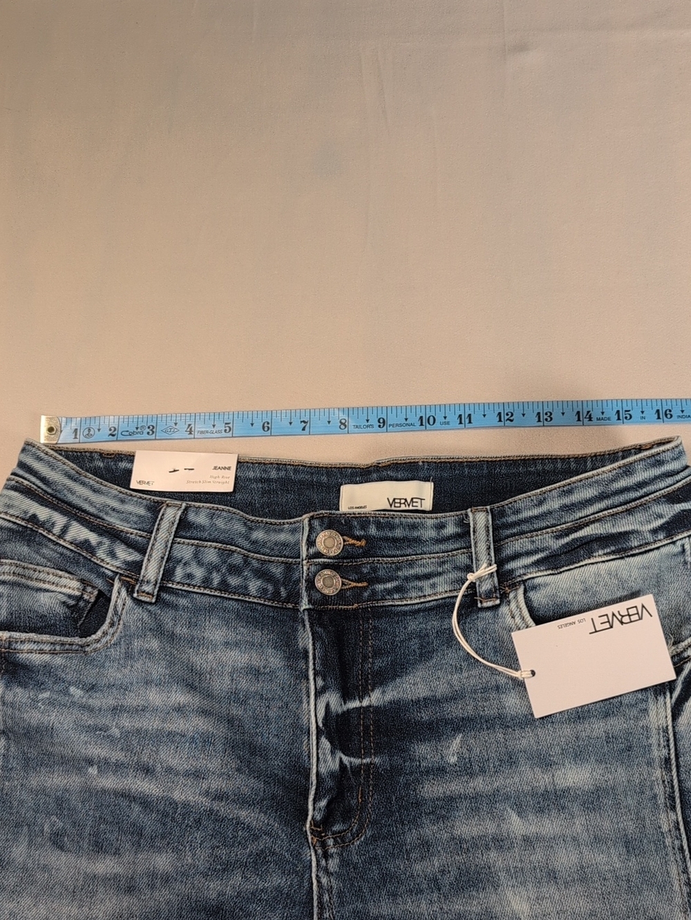 Vervet Jeanne High-Rise Stretch Slim Straight Jeans Acid Wash Size 32 - Picture 8 of 15